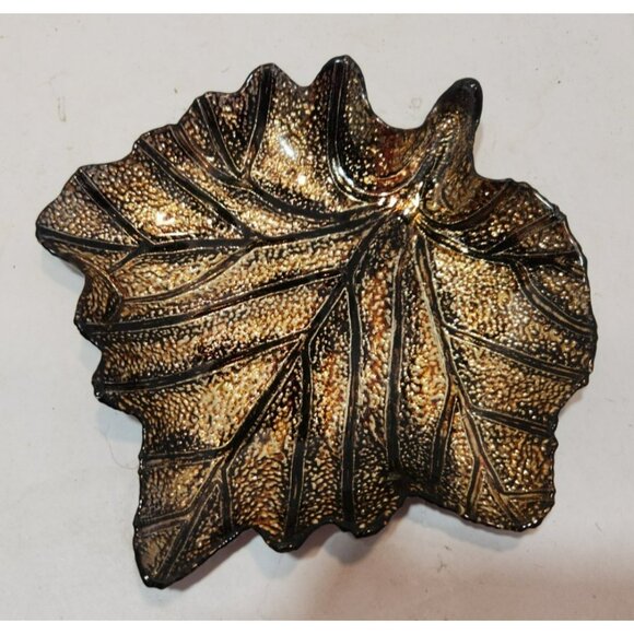 Yankee Candle Decorative Glass Gilded Leaf Shaped Candle Tray Trinket Dish - Picture 3 of 9